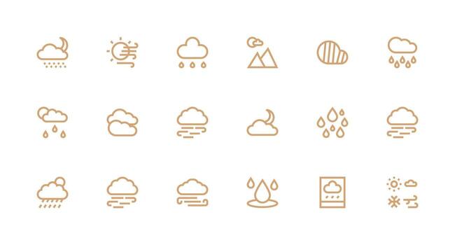 Cloudy Icon Set with 18 Strong Stroke Line Graphics UI and UX Focused Icon Collection vector