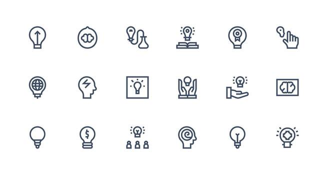 Idea Design Icons featuring 18 in Strong Stroke Line Style Interface Icon Collection vector