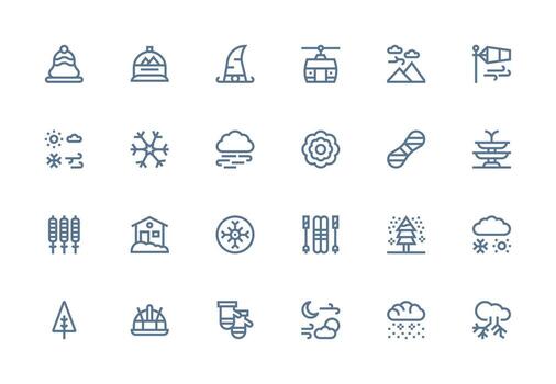 24 Icons for Snow in Thick Line Line Format UI Icon Set vector