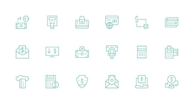 Digital Payment Set with 18 Minimal Line Icons Multi-Purpose Icon Pack for Templates vector