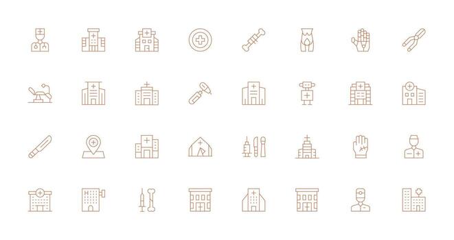Surgery Icon Set with 32 Thin Line Graphics Dashboard Icon Series vector