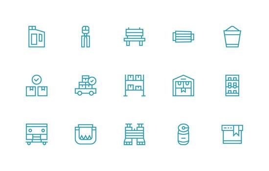 Logistic Icon Collection with 15 Regular Line Designs Basic Icon Series vector