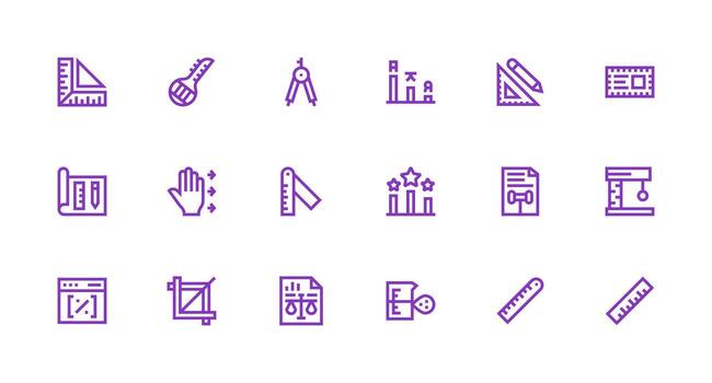 18 Strong Stroke Line Designs for Scale Icons Core Icon Collection for Daily Tasks vector