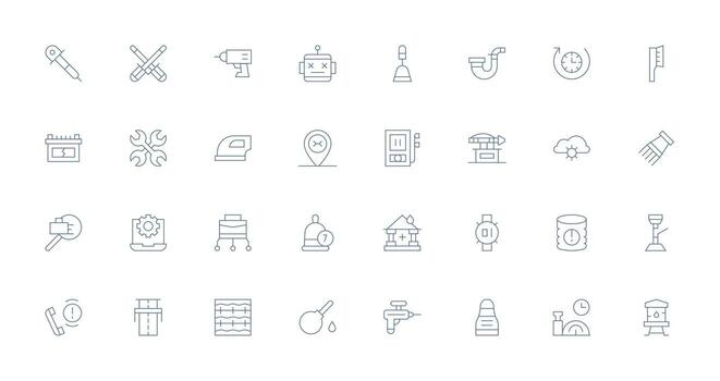 Thin Line Style Maintenance Icons with 32 Vectors Clean Icon Set Icon Pack for UI Projects