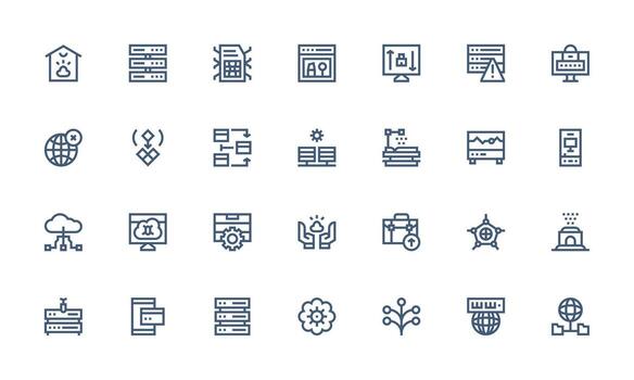servidor icono colección con 28 negrita línea diseños completar icono haz para web diseño vector