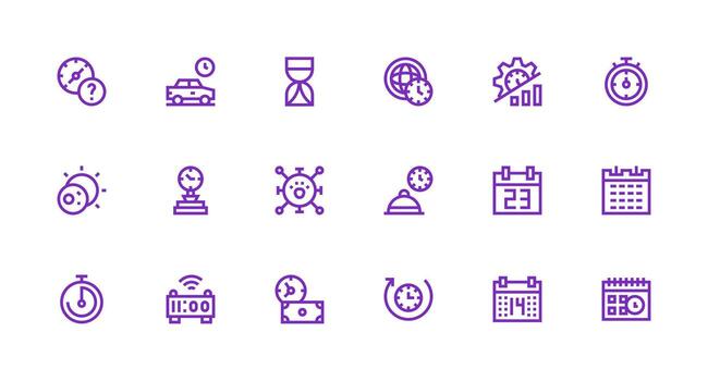 Time Visual Pack containing 18 Strong Stroke Line Icons Interface Icons for Daily Use vector