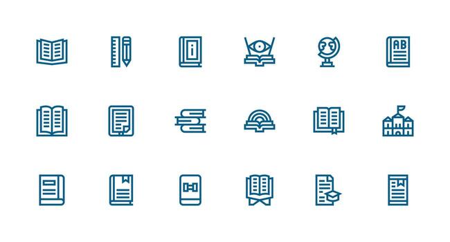 Strong Stroke Line Icons from Study Set with 18 Vectors Multi-Style Icon Collection