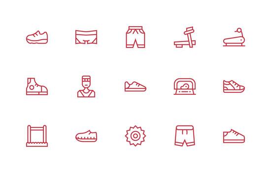 corriendo diseño íconos presentando 15 en regular línea estilo funcional icono serie vector