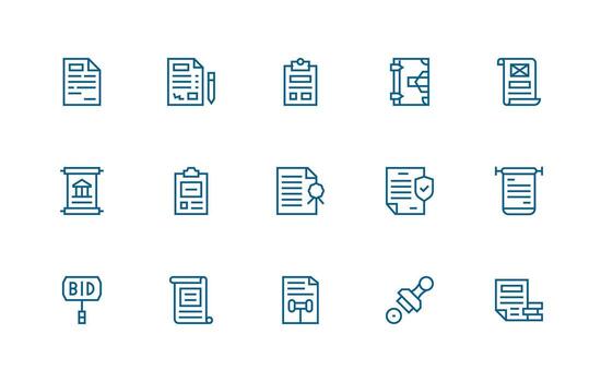 15 Regular Line Designs for Contract Icons Simplified Icon Pack for Visual Tools vector