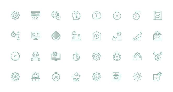 Efficiency Design Icons featuring 32 in Thin Line Style Essential Icons for Rapid UI Building vector