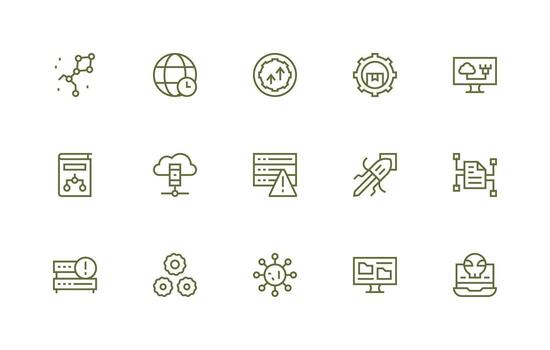 15 regular línea íconos para sistema gráficos editable icono colección vector