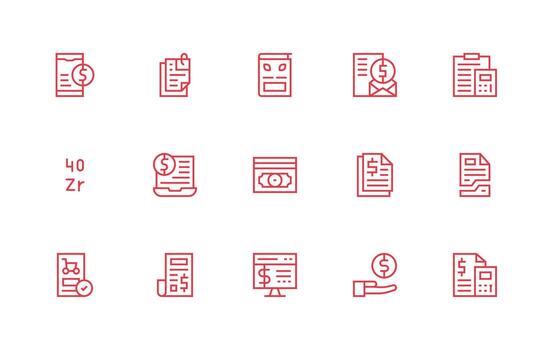 15 Icons for Invoice in Regular Line Format Quick Access Icons for UI Development vector