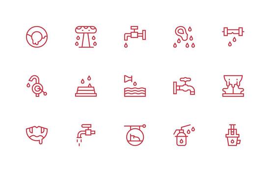 Regular Line Icons from Dripping Set with 15 Vectors Scalable Icon Pack