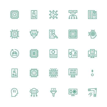 medio carrera contorno estilo datos Procesando íconos con 25 vectores tablero icono serie