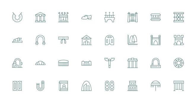 Arch Set with 32 Thin Line Icons Essential Icons for Rapid UI Building vector