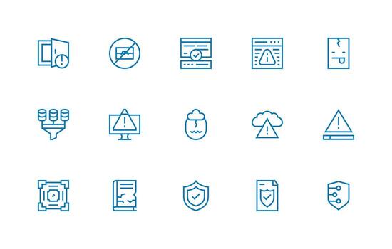 15 Data Integrity Icons in Regular Line Aesthetic Pixel Perfect Icon Set vector