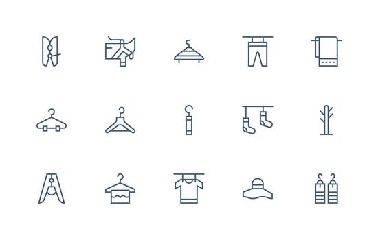 regular línea íconos desde percha conjunto con 15 vectores icono conjunto para aplicaciones