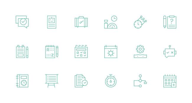 mínimo línea íconos desde tarea conjunto con 18 vectores agudo íconos para presentaciones