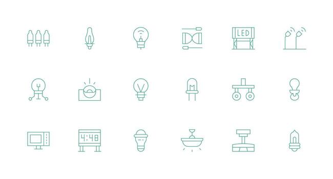 Minimal Line Style Led Icons with 18 Vectors Layout Icon Collection