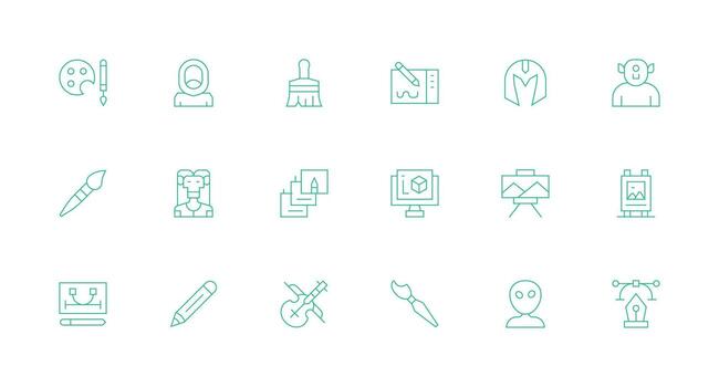 digital Arte diseño íconos presentando 18 en mínimo línea estilo universal icono paquete vector