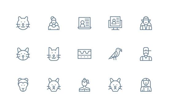 Profile View Design Icons featuring 15 in Regular Line Style Neat Icon Set vector