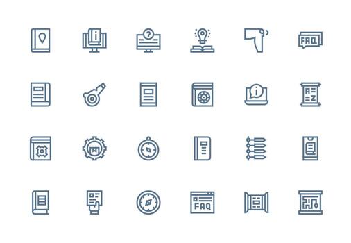 guía diseño íconos presentando 24 en grueso línea línea estilo monitor icono paquete vector