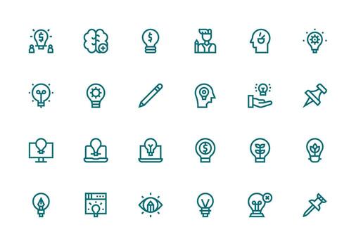 Idea Set with 24 Thick Line Line Icons UI-Ready Icon Collection vector