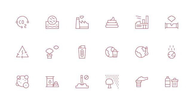 mínimo línea estilo contaminación íconos con 18 vectores mínimo icono conjunto para interfaz proyectos