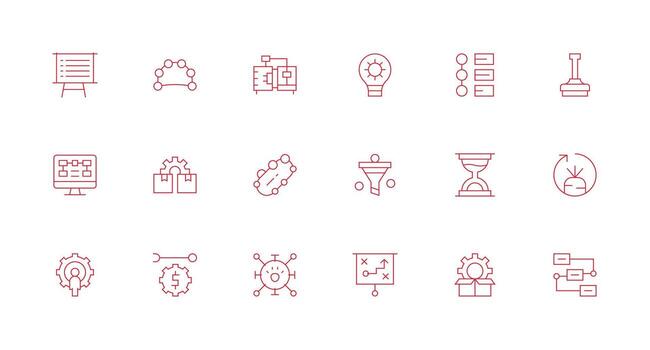 18 Minimal Line Vectors for Process Theme Multi-Purpose Icon Pack for Templates