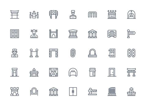 Regular Clean Line Icons from Entrance Set with 35 Vectors Flexible Icon System for Web Interfaces