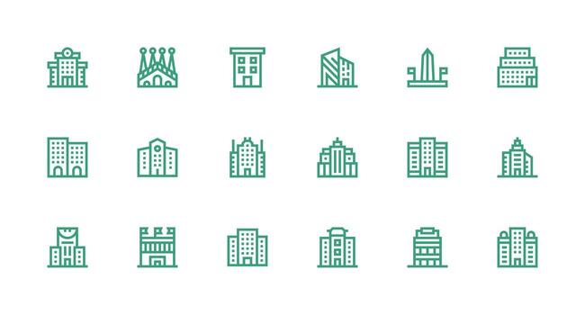 Modern Architecture Set with 18 Strong Stroke Line Icons Design Ready Icon Set for Teams vector