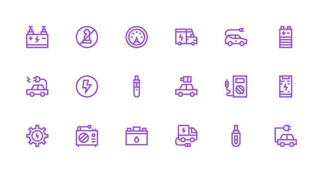 Strong Stroke Line Icons from Battery Set with 18 Vectors Display Icon Pack