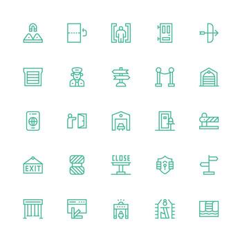Exit Set with 25 Medium Stroke Outline Icons Optimized Icon Pack for Digital Products vector