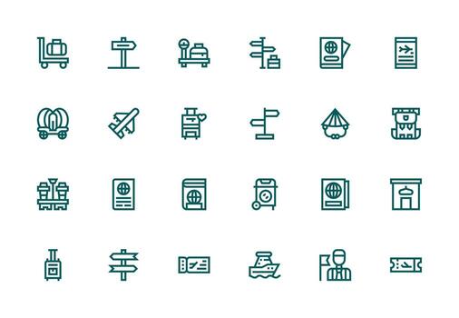 Thick Line Line Icons from Traveler Set with 24 Vectors Balanced Icon Set for Functional Design