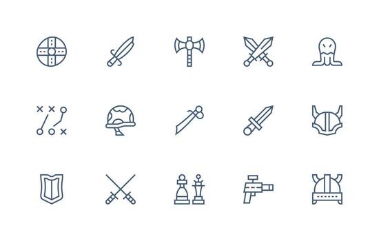 Battle featuring 15 Icons in Regular Line Design Scalable Icon Pack vector