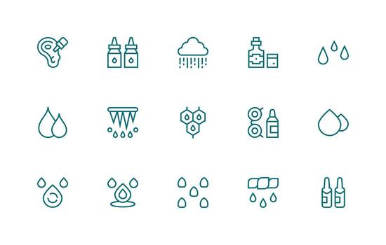 Drops including 15 Regular Line Illustrations Flexible Icon System for Web Interfaces vector
