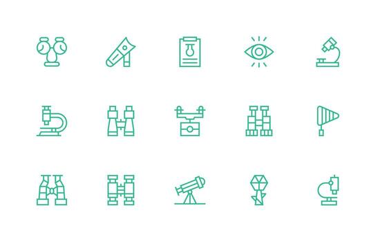 15 Regular Line Icons for Observation Graphics Digital Icon Collection vector