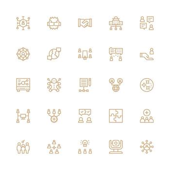 25 Icons for Collaboration in Medium Stroke Outline Format Web and App Icon Pack Collection vector