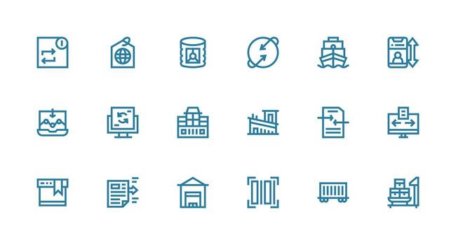 Export Icon Set with 18 Strong Stroke Line Graphics General Use Icon Pack vector
