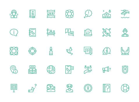 Help Icon Set with 35 Regular Clean Line Graphics Minimal Icon Pack vector
