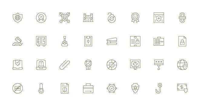 Thin Line Icons from Secure Set with 32 Vectors Lightweight Icon Series for Fast Prototypes