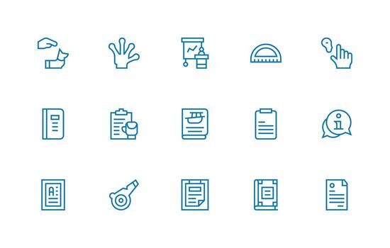 Instruction Design Icons featuring 15 in Regular Line Style Layout Icon Collection vector