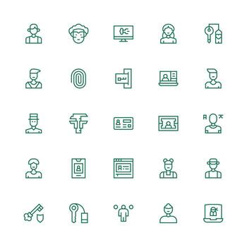 iniciar sesión conjunto con 25 medio carrera contorno íconos flexible icono sistema para web interfaces vector