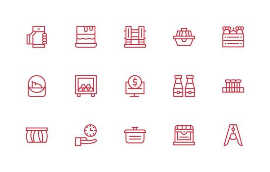 Holding Icon Set with 15 Regular Line Graphics Organized Pack for Project Assets vector