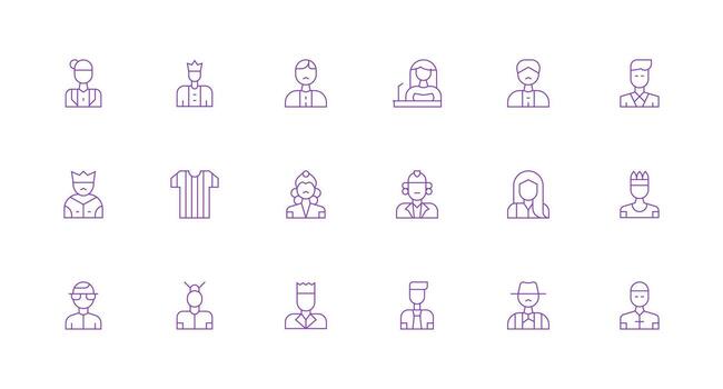 Authority Figure Icon Set with 18 Minimal Line Graphics Balanced Icon Set for Functional Design vector