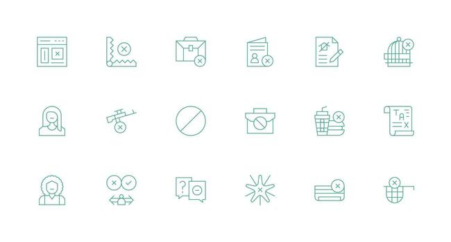 Denied Visual Pack containing 18 Minimal Line Icons Neatly Designed Icons for Web Platforms vector