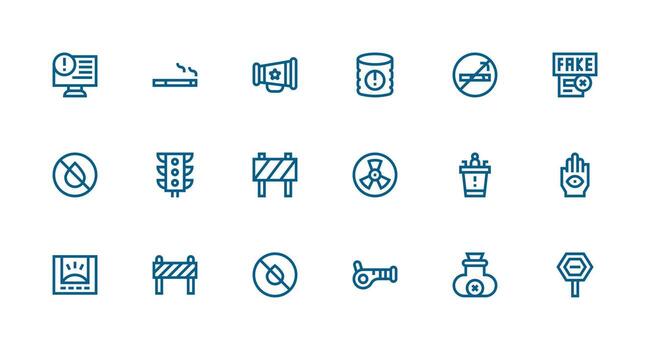 Strong Stroke Line Icons from Warning Set with 18 Vectors Compact Icon Set
