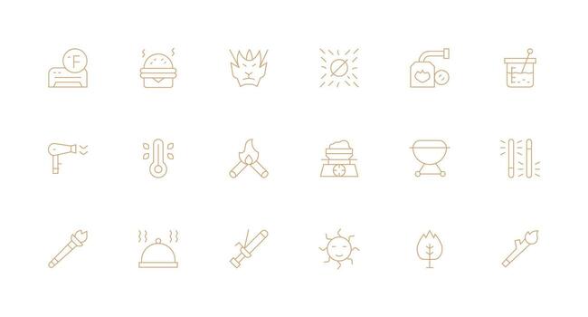 Heat featuring 18 Icons in Minimal Line Design Reliable Icons for All Interfaces vector
