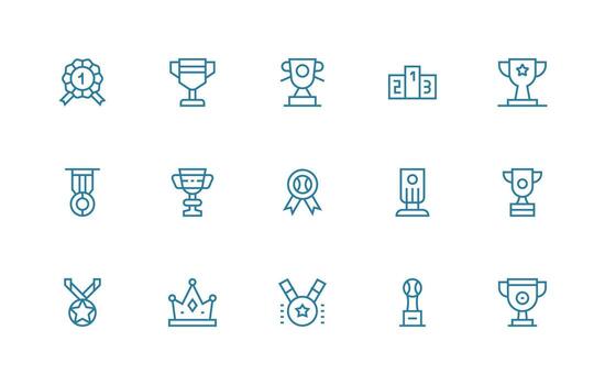 15 Regular Line Designs for Winner Icons Clean Set for Layout Prototypes vector