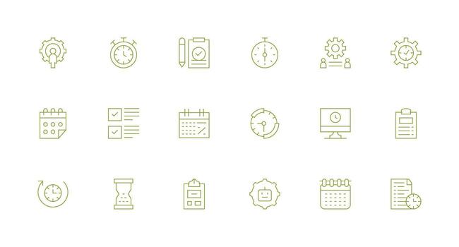 tarea administración icono conjunto con 18 mínimo línea gráficos todas dispositivo compatible icono conjunto vector